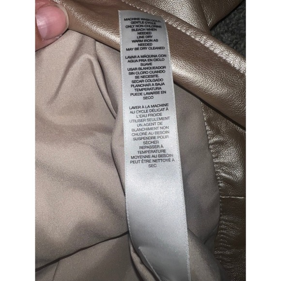 Chico's Moto Jacket Faux Leather Suede Trim Metallic Champagne Size 2 - Picture 5 of 7
